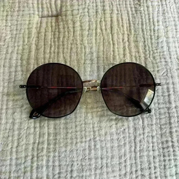 Ba&Sh Lucia Metal Black Round Sunglasses Blue Violet Undertone With Case - Picture 3 of 9